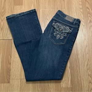 Lux Nation Women’s 30/10 (31x32) Bootcut Embellished Jeans Blue Denim Western